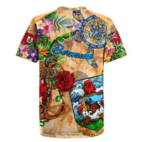 Bermuda Rugby Jersey Geographic Coordinate Anchor - Turlte Tropical