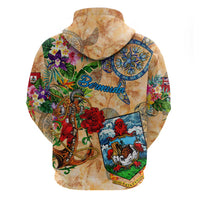 Bermuda Zip Hoodie Geographic Coordinate Anchor - Turlte Tropical