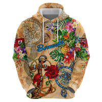 Bermuda Zip Hoodie Geographic Coordinate Anchor - Turlte Tropical