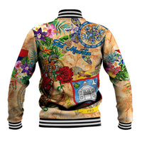 Sint Maarten Baseball Jacket Geographic Coordinate Anchor - Turlte Tropical
