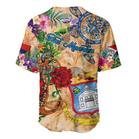 Sint Maarten Baseball Jersey Geographic Coordinate Anchor - Turlte Tropical