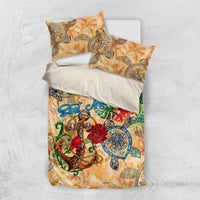 Sint Maarten Bedding Set Geographic Coordinate Anchor - Turlte Tropical