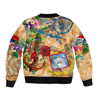 Sint Maarten Bomber Jacket Geographic Coordinate Anchor - Turlte Tropical