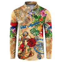 Sint Maarten Button Sweatshirt Geographic Coordinate Anchor - Turlte Tropical