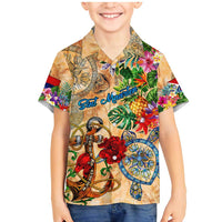 Sint Maarten Family Matching Mermaid Dress and Hawaiian Shirt Geographic Coordinate Anchor - Turlte Tropical