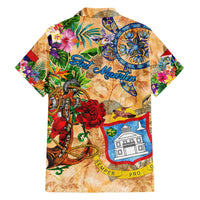 Sint Maarten Family Matching Puletasi and Hawaiian Shirt Geographic Coordinate Anchor - Turlte Tropical