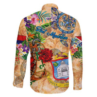 Sint Maarten Family Matching Short Sleeve Bodycon Dress and Hawaiian Shirt Geographic Coordinate Anchor - Turlte Tropical