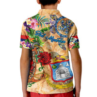 Sint Maarten Kid Polo Shirt Geographic Coordinate Anchor - Turlte Tropical