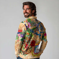 Sint Maarten Long Sleeve Polo Shirt Geographic Coordinate Anchor - Turlte Tropical