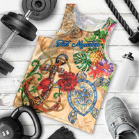 Sint Maarten Men Tank Top Geographic Coordinate Anchor - Turlte Tropical