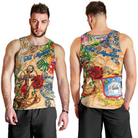 Sint Maarten Men Tank Top Geographic Coordinate Anchor - Turlte Tropical