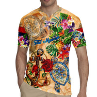 Sint Maarten Rugby Jersey Geographic Coordinate Anchor - Turlte Tropical