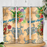 Sint Maarten Skinny Tumbler Geographic Coordinate Anchor - Turlte Tropical