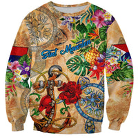 Sint Maarten Sweatshirt Geographic Coordinate Anchor - Turlte Tropical