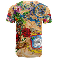 Sint Maarten T Shirt Geographic Coordinate Anchor - Turlte Tropical