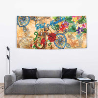 Sint Maarten Tapestry Geographic Coordinate Anchor - Turlte Tropical