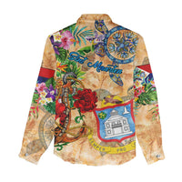 Sint Maarten Women Casual Shirt Geographic Coordinate Anchor - Turlte Tropical