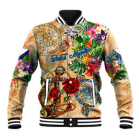 Saint Martin Baseball Jacket Geographic Coordinate Anchor - Turlte Tropical
