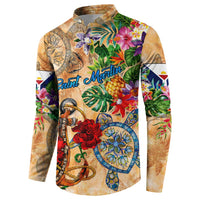 Saint Martin Button Sweatshirt Geographic Coordinate Anchor - Turlte Tropical