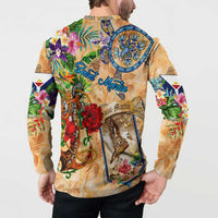 Saint Martin Button Sweatshirt Geographic Coordinate Anchor - Turlte Tropical