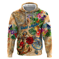 Saint Martin Hoodie Geographic Coordinate Anchor - Turlte Tropical