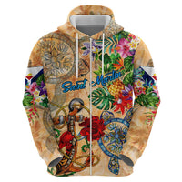 Saint Martin Hoodie Geographic Coordinate Anchor - Turlte Tropical