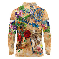 Saint Martin Long Sleeve Polo Shirt Geographic Coordinate Anchor - Turlte Tropical