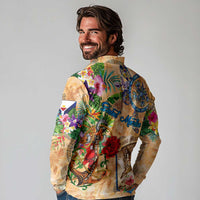 Saint Martin Long Sleeve Polo Shirt Geographic Coordinate Anchor - Turlte Tropical