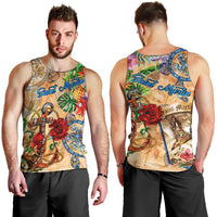 Saint Martin Men Tank Top Geographic Coordinate Anchor - Turlte Tropical