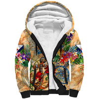 Saint Martin Sherpa Hoodie Geographic Coordinate Anchor - Turlte Tropical