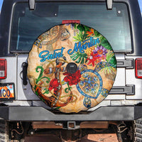 Saint Martin Spare Tire Cover Geographic Coordinate Anchor - Turlte Tropical