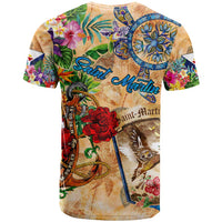 Saint Martin T Shirt Geographic Coordinate Anchor - Turlte Tropical