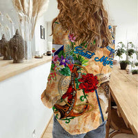 Saint Martin Women Casual Shirt Geographic Coordinate Anchor - Turlte Tropical