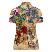 Saint Martin Women Polo Shirt Geographic Coordinate Anchor - Turlte Tropical