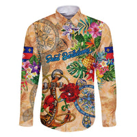 Saint Barthelemy Family Matching Short Sleeve Bodycon Dress and Hawaiian Shirt Geographic Coordinate Anchor - Turlte Tropical