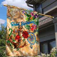 Saint Barthelemy Garden Flag Geographic Coordinate Anchor - Turlte Tropical