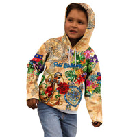 Saint Barthelemy Kid Hoodie Geographic Coordinate Anchor - Turlte Tropical