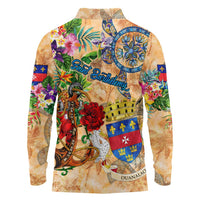 Saint Barthelemy Long Sleeve Polo Shirt Geographic Coordinate Anchor - Turlte Tropical