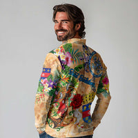 Saint Barthelemy Long Sleeve Polo Shirt Geographic Coordinate Anchor - Turlte Tropical