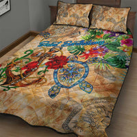 Saint Barthelemy Quilt Bed Set Geographic Coordinate Anchor - Turlte Tropical