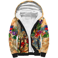 Saint Barthelemy Sherpa Hoodie Geographic Coordinate Anchor - Turlte Tropical