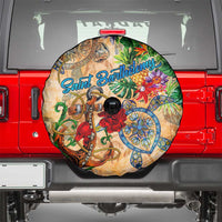 Saint Barthelemy Spare Tire Cover Geographic Coordinate Anchor - Turlte Tropical