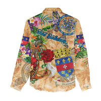 Saint Barthelemy Women Casual Shirt Geographic Coordinate Anchor - Turlte Tropical