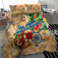 San Andrés and Providencia Bedding Set Geographic Coordinate Anchor - Turlte Tropical