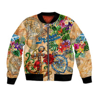 San Andrés and Providencia Bomber Jacket Geographic Coordinate Anchor - Turlte Tropical