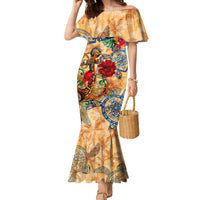 San Andrés and Providencia Family Matching Mermaid Dress and Hawaiian Shirt Geographic Coordinate Anchor - Turlte Tropical