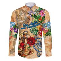 San Andrés and Providencia Family Matching Short Sleeve Bodycon Dress and Hawaiian Shirt Geographic Coordinate Anchor - Turlte Tropical