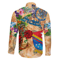 San Andrés and Providencia Family Matching Tank Maxi Dress and Hawaiian Shirt Geographic Coordinate Anchor - Turlte Tropical