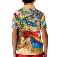 San Andrés and Providencia Kid Polo Shirt Geographic Coordinate Anchor - Turlte Tropical