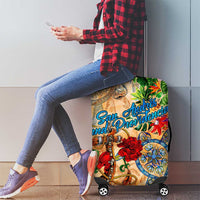 San Andrés and Providencia Luggage Cover Geographic Coordinate Anchor - Turlte Tropical